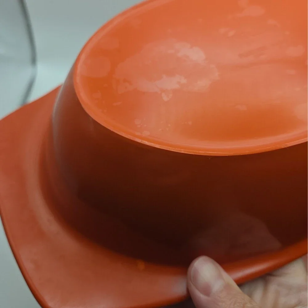 Vintage PROLON Ware Orange Enamel Trays, set of 2   FLORENCE MASS. 9946